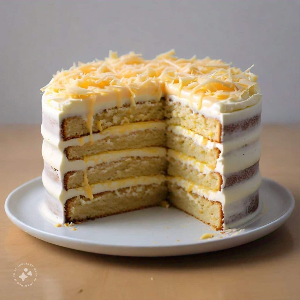 Layered lemon cake cream with cheese frosting
